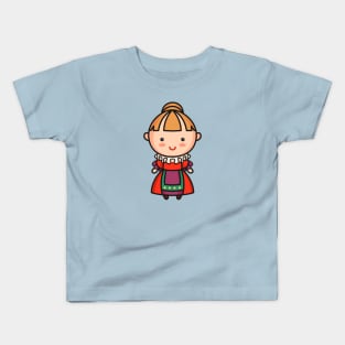 Cute Elizabethan Era English Woman Kids T-Shirt